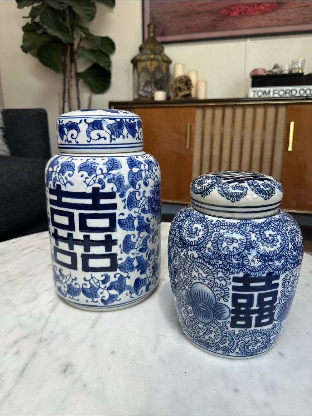 Blue and White Porcelain Ginger Jars (Pair)